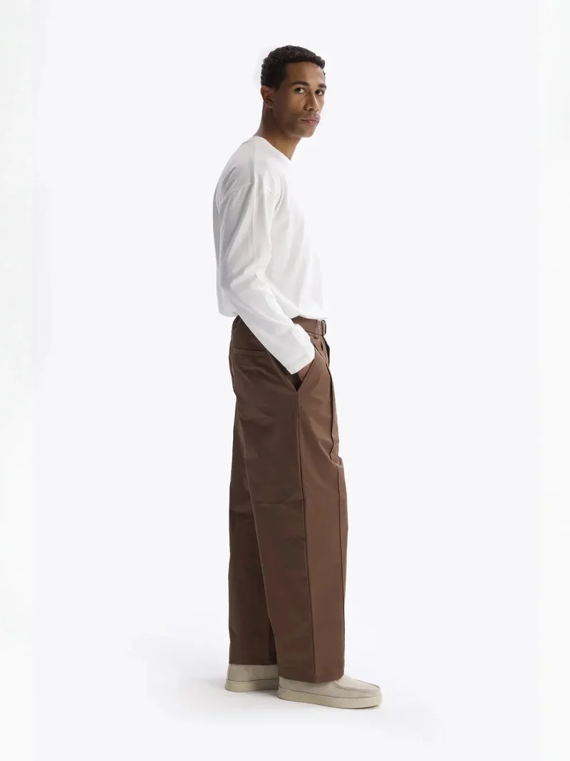 Giesto Coffee Brown GIESTO High Waist Wide Leg Pants with Belt for Men | Best Price UAE